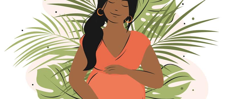 pregnant,woman,woman,with,dark,hair,and,skin,meditates,on